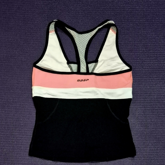 Bebe Sport 2-PC Black/Sugar Coral Tank w/Shelf Bra & Flared Pants - XS/Petites. - Picture 5 of 9